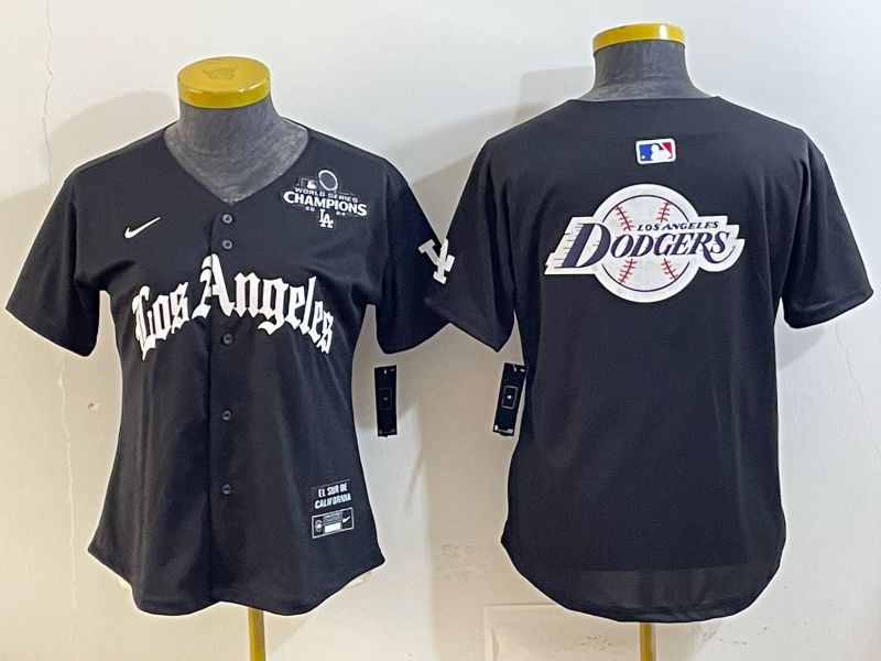 Women 2026 Los Angeles Dodgers Blank Black Game Nike MLB Jersey style 0033